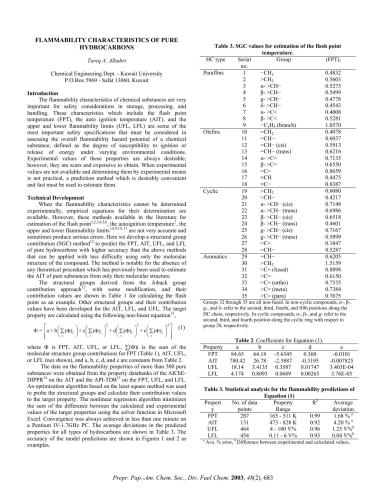 Albahri. Flammability characteristics of pure hydrocarbons