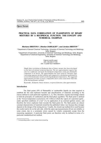 Practical data correlation of flashpoints of binary mixtures by a reciprocal function: the concept and numerical examples