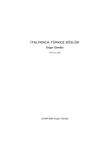 İtalyanca-Türkce Sözlük