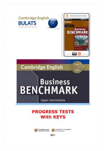 Cambridge English. Business Benchmark Progress Tests - Upper-Intermediate with Keys