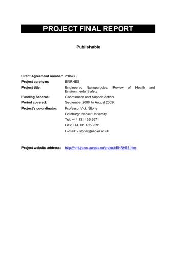 Engineered Nanoparticles: Review of Health and Environmental Safety