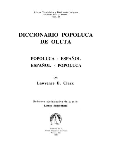 Diccionario popoluca de Oluta. Popoluca - español, español - popoluca