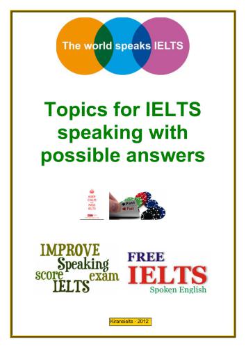 Topics for IELTS Speaking with Possible Answers