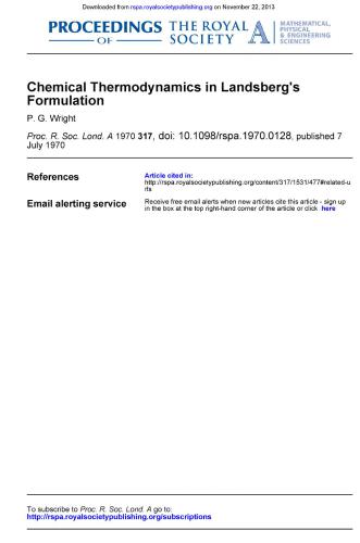 Chemical thermodynamics in Landsberg’s formulation