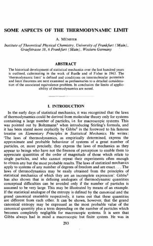 Some aspects of the thermodynamic limit