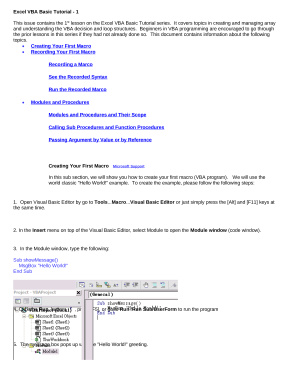 Excel VBA Basic Tutorial. 1