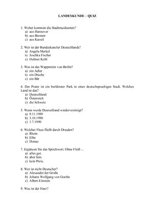 Quiz - Landeskunde