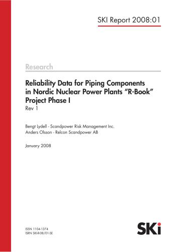 Reliability Data for Piping Components in Nordic Nuclear Power Plants R-Book Project Phase I