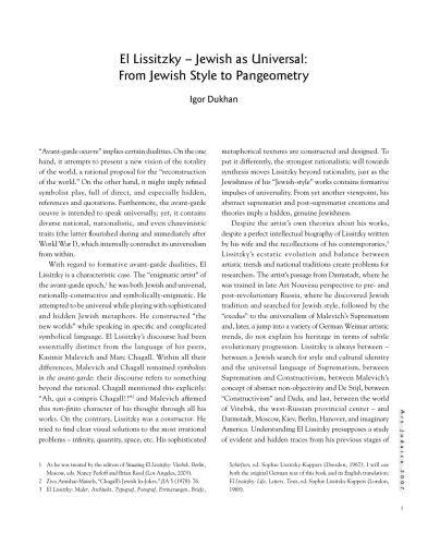 El Lissitzky - Jewish as Universal: From Jewish Style to Pangeometry