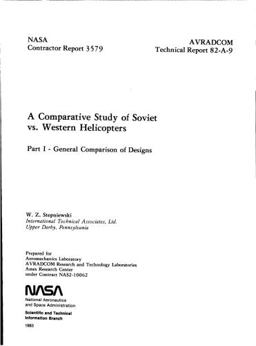 A comparative study of Soviet vs. Western helicopters. Part 1. General comparison of designs