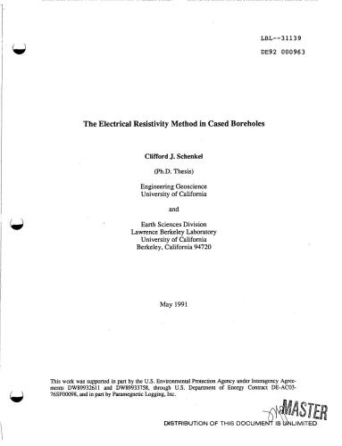 The Electrical Resistivity Method in Cased Boreholes