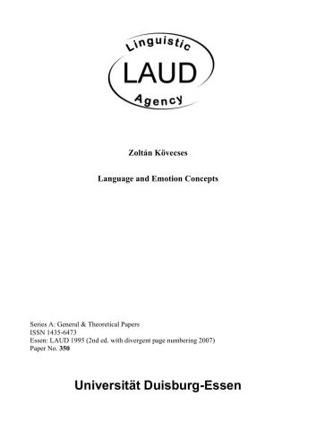 Language and Emotion Concepts