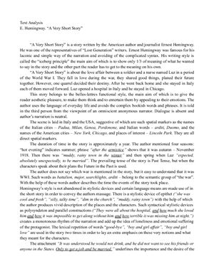 A Stylistic Analysis of A Very Short Story by E. Hemingway