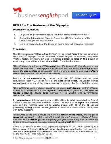 The Business of the Olympics