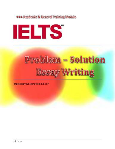 IELTS Problem - Solution Essay Writing