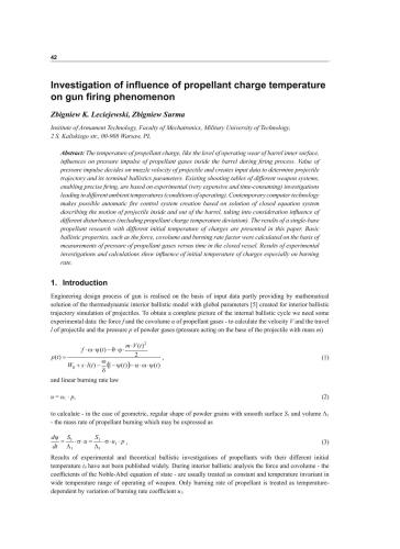 Investigation of influence of propellant charge temperature on gun firing phenomenon