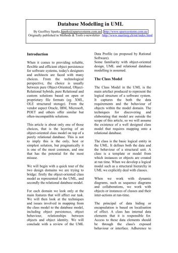 Database Modelling in UML