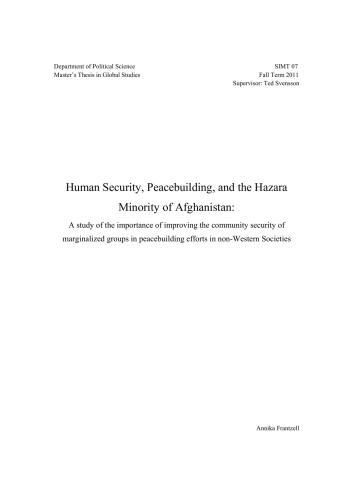Human security, peacebuilding, and the Hazara minority of Afghanistan