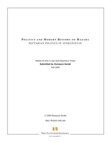Politics and Modern History of Hazara: Sectarian Politics in Afghanistan