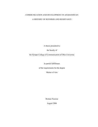 Communication and development in Afghanistan: a history of reforms and resistance