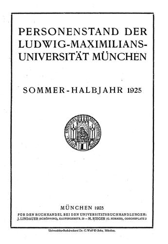Personenstand der Ludwig-Maximilians-Universität München