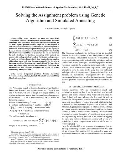Solving the Assignment problem using Genetic Algorithm and Simulated Annealing