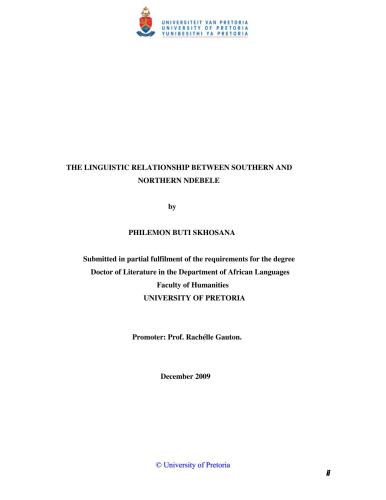 The Linguistic Relationship Between Southern and Northern Ndebele