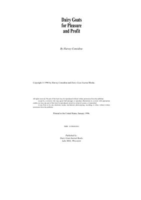 Dairy Goats for Pleasure and Profit