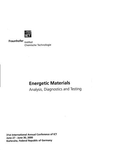 Energetic Materials - Analysis, Diagnostics and Testing