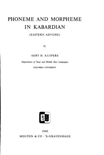 Phoneme and morpheme in Kabardian (Eastern Adyghe)