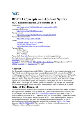 W3C. RDF 1.1 Concepts and Abstract Syntax