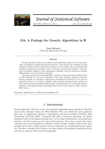 GA: A Package for Genetic Algorithms in R