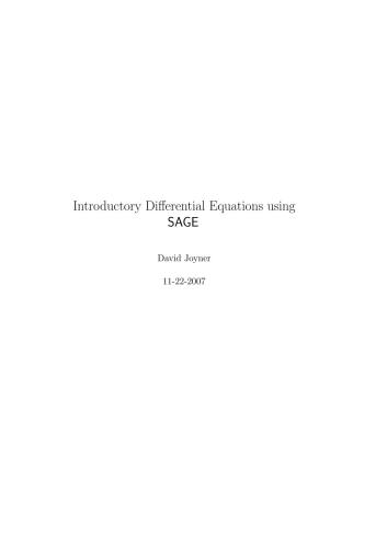 Introductory Differential Equations using SAGE
