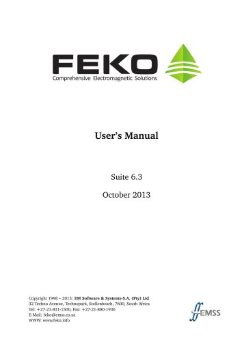 FEKO. User’s Manual