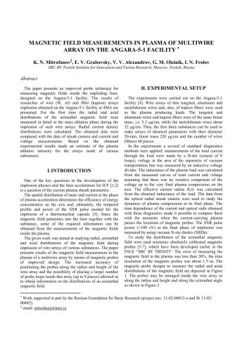 Magnetic field measurements in plasma of multiwire array on the Angara-5-1 facility