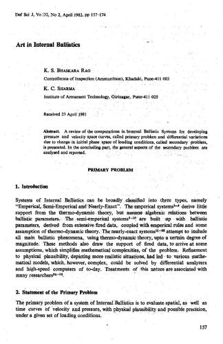 Art in Internal Ballistics