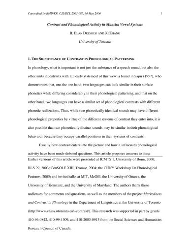 Contrast in Manchu vowel systems