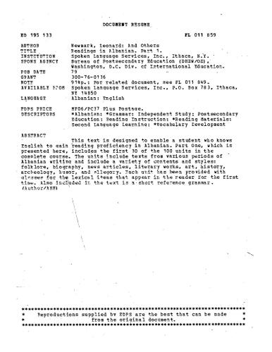 Readings in Albanian. Part 1