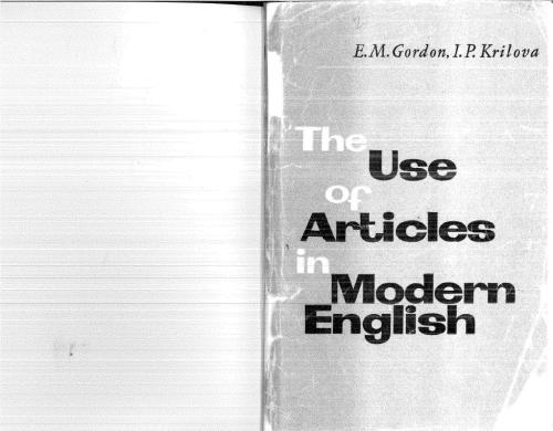 The Use of Articles in Modern English