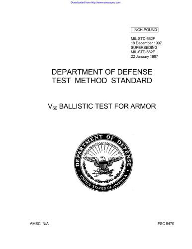 MIL-STD-662F. V50 ballistic test for armor