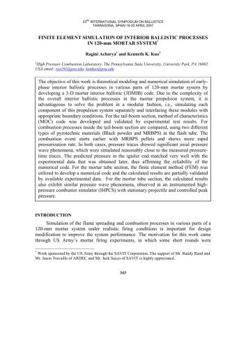 Kuo. Finite element simulation of interior ballistic processes in 120-mm mortar system