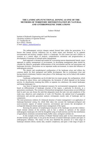 The landscape-functional zoning as one of the methods of territory differentiation by natural and anthropogenic indications