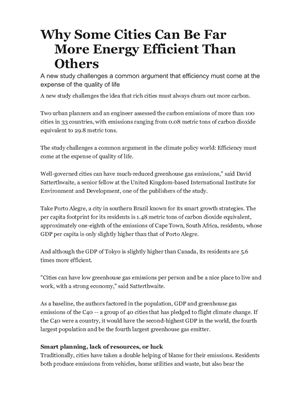 Why Some Cities Can Be Far More Energy Efficient Than Others