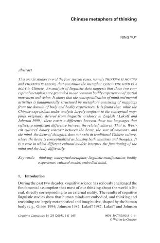 Chinese metaphors of thinking