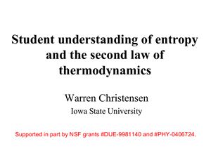 Student understanding of entropy and the second law of thermodynamics