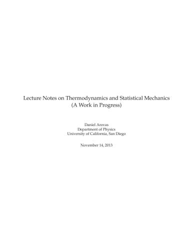 Lecture Notes on Thermodynamics and Statistical Mechanics
