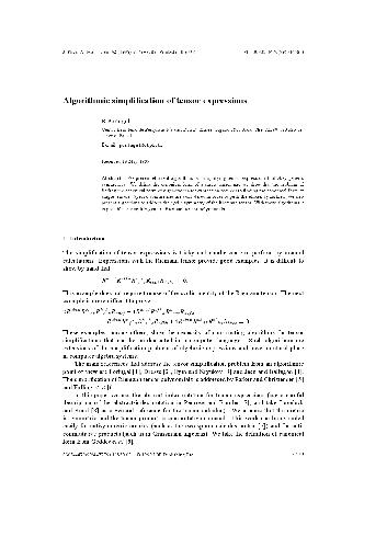 Algorithmic simplification of tensor expressions