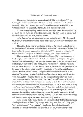 Стилистический анализ художественного текста The wrong house by James N. Young