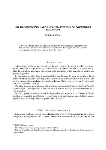 Decomposing large sparse systems of nonlinear equations
