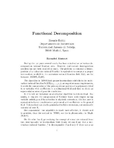 Functional decomposition (ext.abs.)